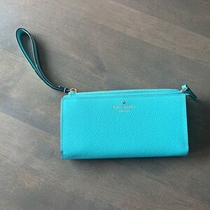 NWOT Kate Spade Lacey Aqua Saffiano Leather Wallet